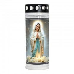 Nagrobna sveča Premium z motivom Marije - sivo ozadje